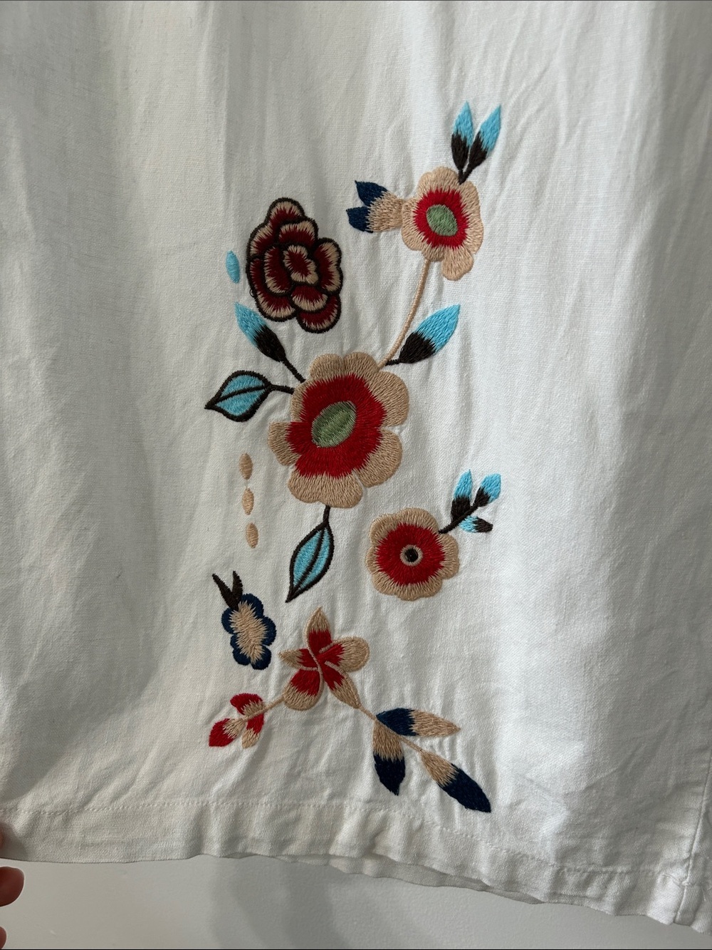 Cynthia Rowley Pants Linen 2X White Wide Leg Elastic Waist Floral Embroidered - Picture 13 of 14